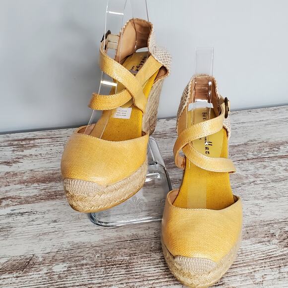 Bettye Muller Strappy Canvas Espadrille Wedge 39 - Picture 2 of 7